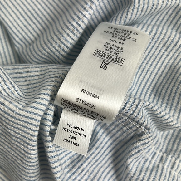 Patagonia Sz XXL Organic Cotton Blend Short Sleeve Blue/White Button Down Shirt - Picture 11 of 13